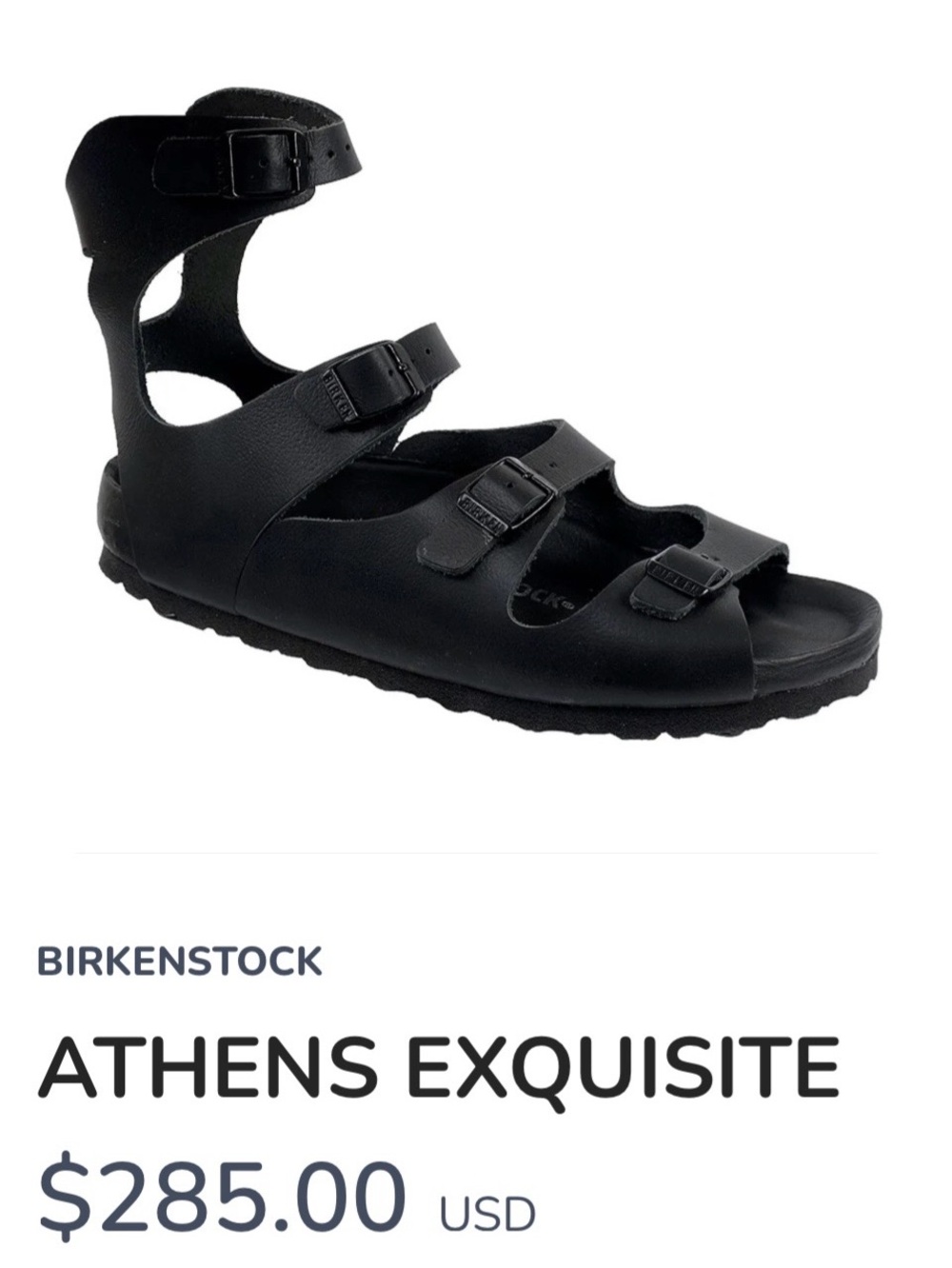 Birkenstock Athens Exquisite Black Gladiator Sandal 
Size 39
